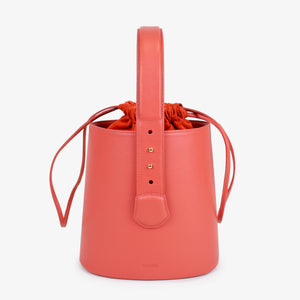 Bucket Bag de Piel Coral&Blanco