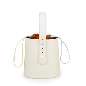 Bucket Bag de Piel Taupe&Blanco